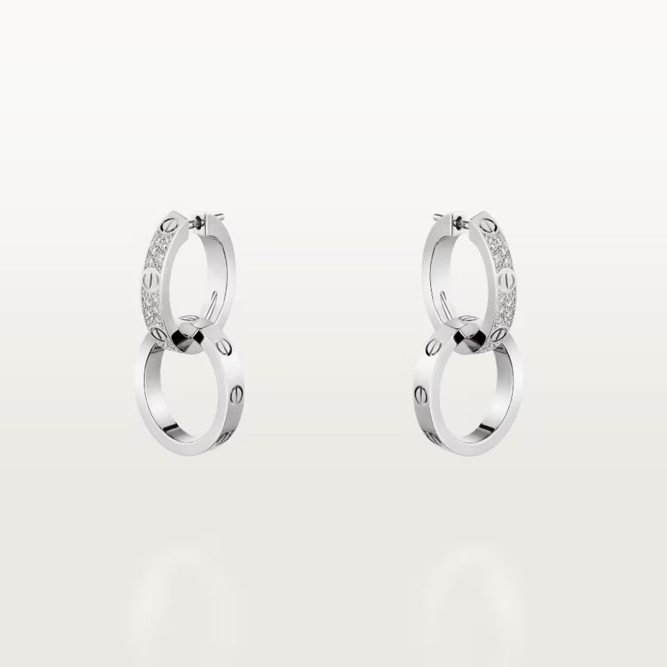 [OAKJURI Jewelry] LOVE 3.3MM DANGLE HALF DIAMOND EARRINGS