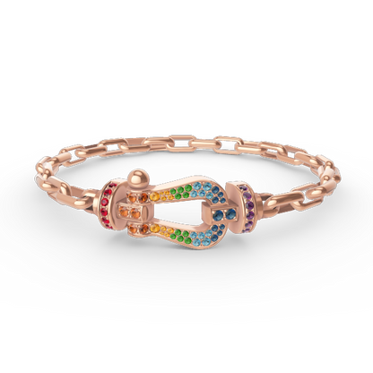 [OAKJURI Jewelry]FORCE LARGE HORSESHOE CLASP  METAL BRACELET