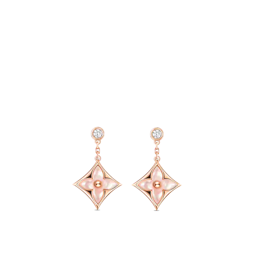 [OAKJURI Jewelry]DOUBLE STAR PINK GOLD MOP DROP EARRINGS