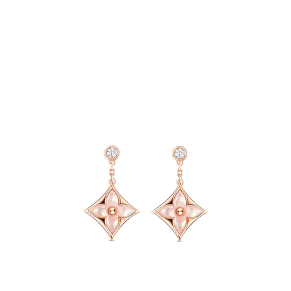 [OAKJURI Jewelry]DOUBLE STAR PINK GOLD MOP DROP EARRINGS