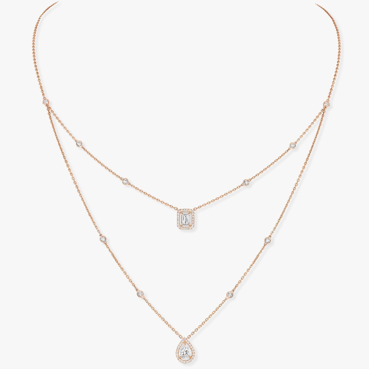 [OAKJURI Jewelry]MY TWIN 2 ROW DIAMOND NECKLACE