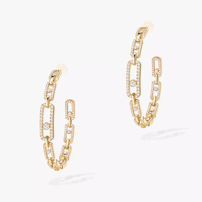 [[OAKJURI Jewelry]Move Link Diamond Hoop Earrings