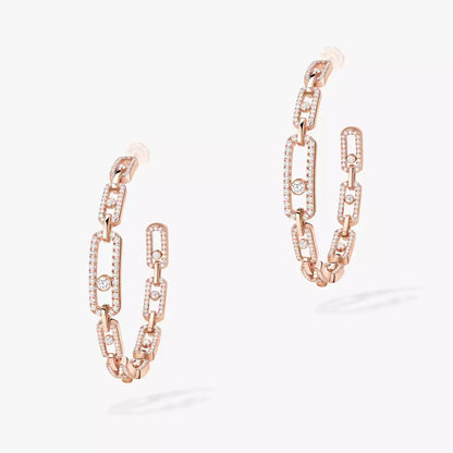 [[OAKJURI Jewelry]Move Link Diamond Hoop Earrings