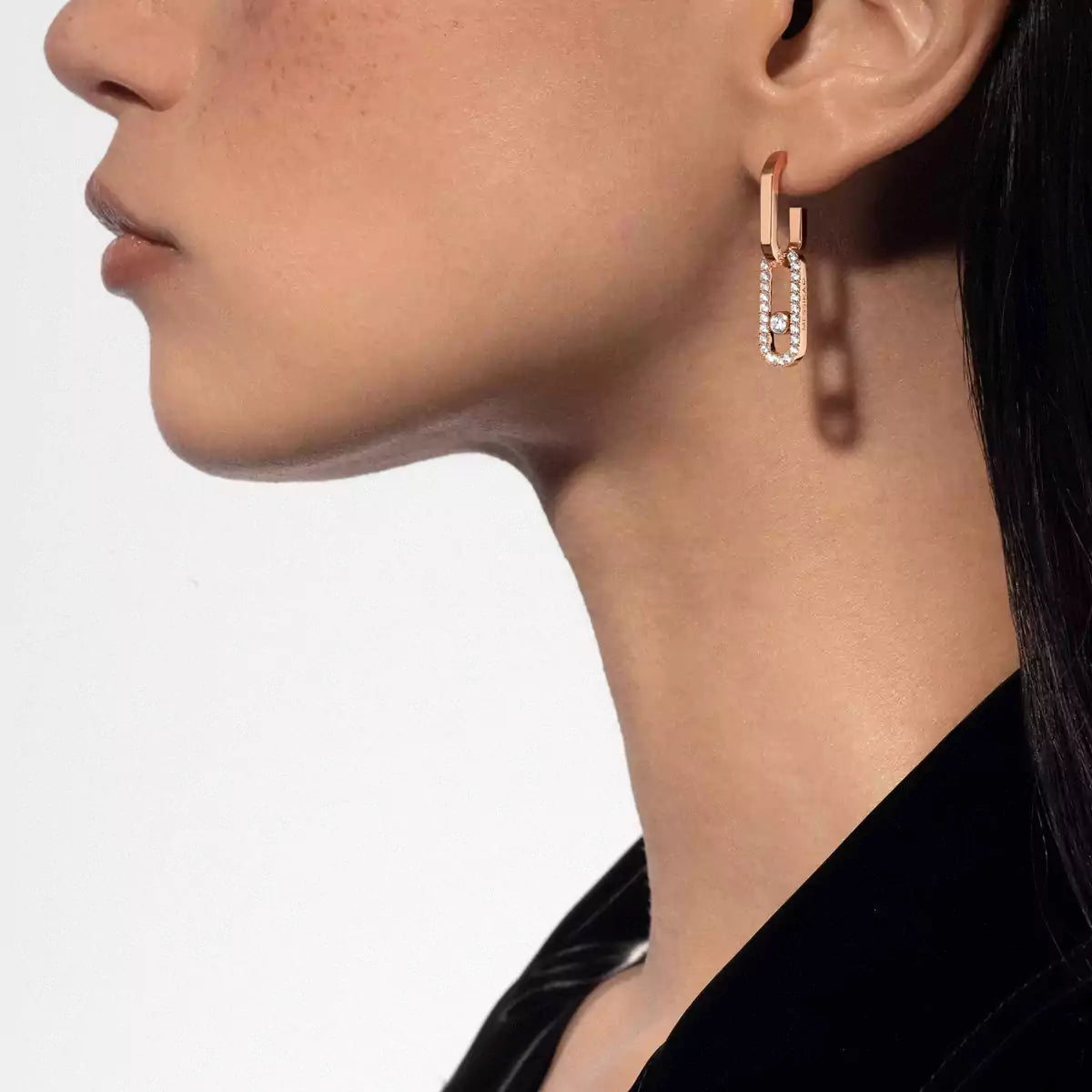 [OAKJURI Jewelry]Move Link Diamond Earrings