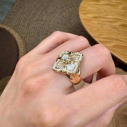 [OAKJURI Jewelry JEWELRY] OPERA TULLE  RING WITH  ENAMEL BACKGROUND