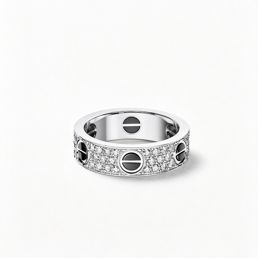 [OAKJURI Jewelry] LOVE RING 5.5MM DIAMONDS PAVED CERAMIC