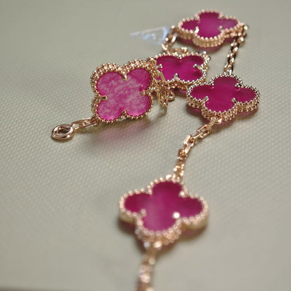 [OAKJURI Jewelry]NEW CLOVER 5 MOTIFS PINK ENAMEL BRACELET