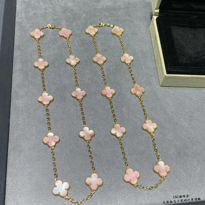 [OAKJURI Jewelry]CLOVER 10 MOTIFS PINK MOP NECKLACE