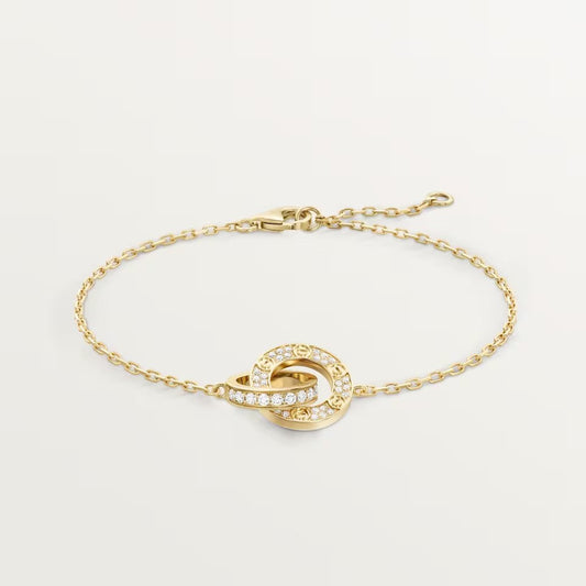 [OAKJURI Jewelry] LOVE DOUBLE RING FULL DIAMOND BRACELET