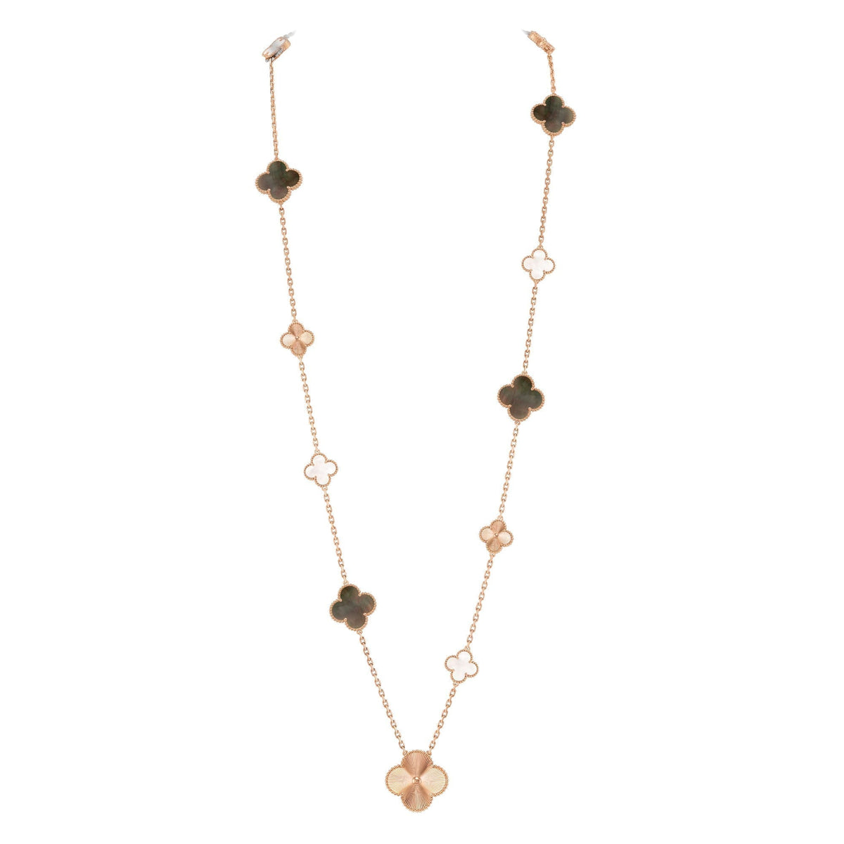 [OAKJURI Jewelry]DETACHABLE CLOVER 15(11+4) FLOWER ROSE GOLD NECKLACE SET