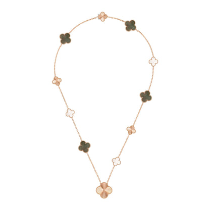 [OAKJURI Jewelry]DETACHABLE CLOVER 15(11+4) FLOWER ROSE GOLD NECKLACE SET