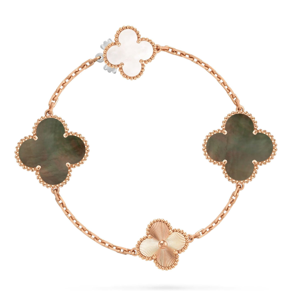 [OAKJURI Jewelry]DETACHABLE CLOVER 15(11+4) FLOWER ROSE GOLD NECKLACE SET