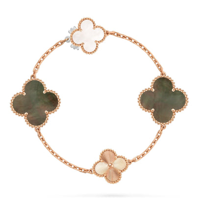 [OAKJURI Jewelry]DETACHABLE CLOVER 15(11+4) FLOWER ROSE GOLD NECKLACE SET