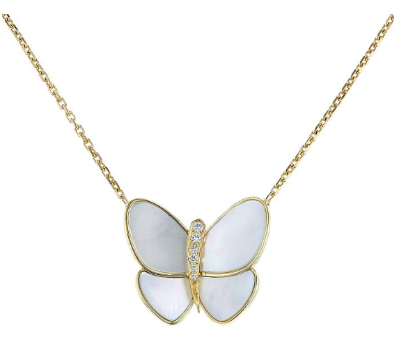 [OAKJURI Jewelry]BUTTERFLY GOLD MOP DIAMOND NECKLACE