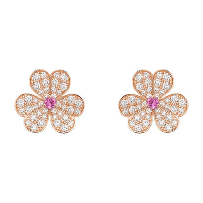 [OAKJURI Jewelry]FRIVOLE PINK GOLD FLOWER DIAMOND EARRINGS