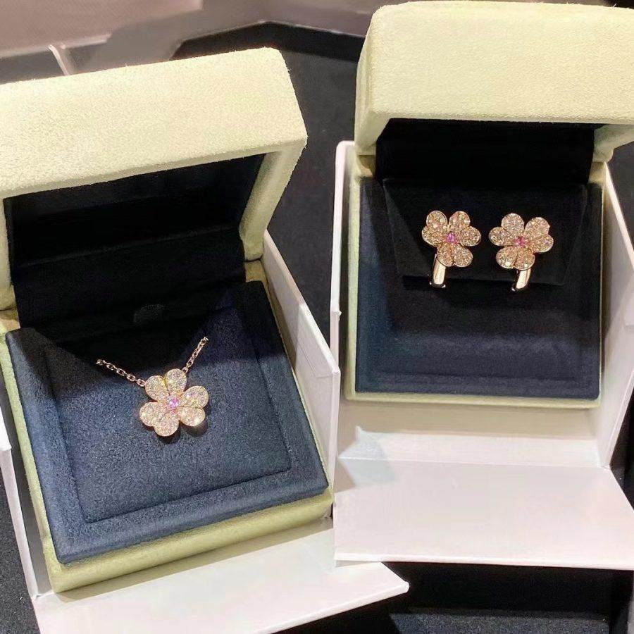 [OAKJURI Jewelry]FRIVOLE PINK GOLD FLOWER DIAMOND EARRINGS