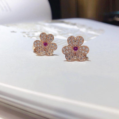 [OAKJURI Jewelry]FRIVOLE PINK GOLD FLOWER DIAMOND EARRINGS