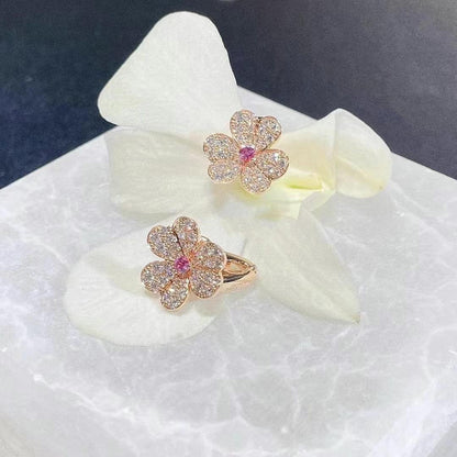 [OAKJURI Jewelry]FRIVOLE PINK GOLD FLOWER DIAMOND EARRINGS