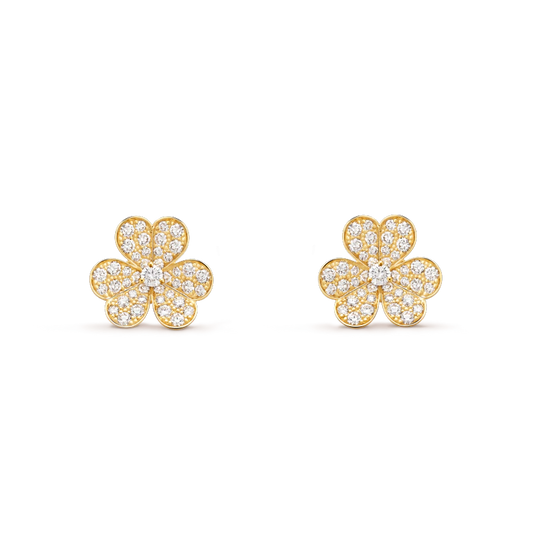 [OAKJURI Jewelry]FRIVOLE GOLD FLOWER DIAMOND EARRINGS