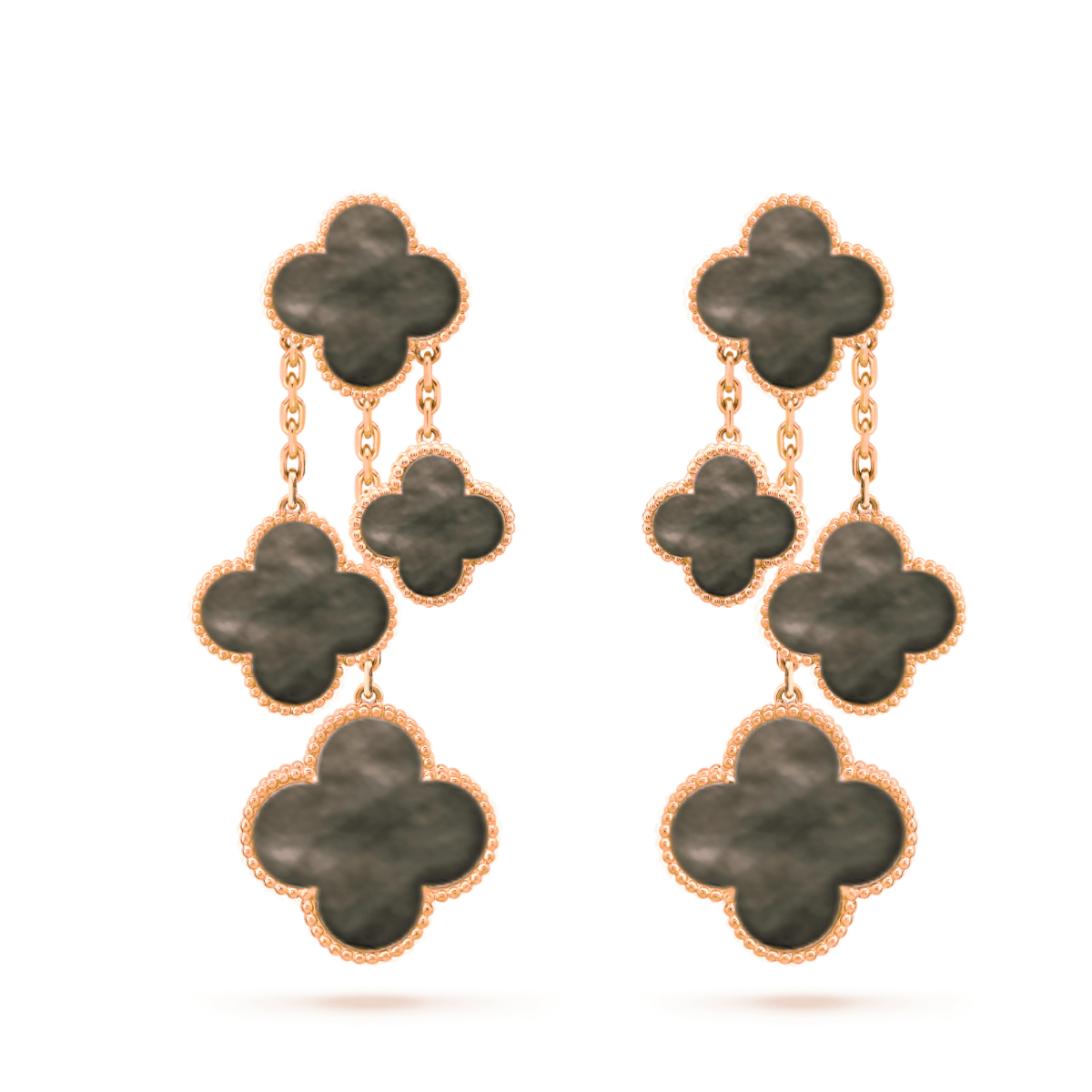 [OAKJURI Jewelry]CLOVER EARRINGS DARK MOP 4 MOTIFS ROSE GOLD