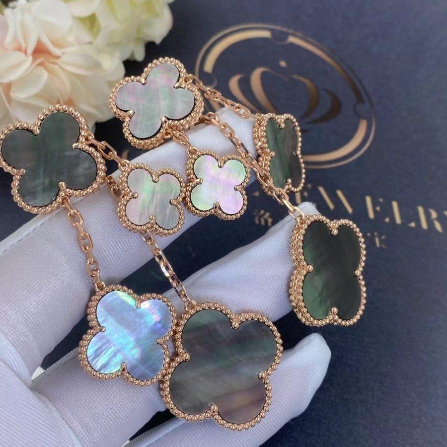 [OAKJURI Jewelry]CLOVER EARRINGS DARK MOP 4 MOTIFS ROSE GOLD
