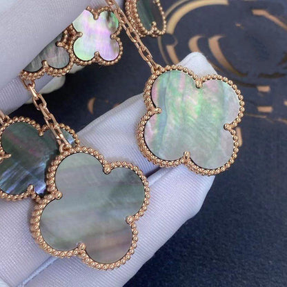 [OAKJURI Jewelry]CLOVER EARRINGS DARK MOP 4 MOTIFS ROSE GOLD