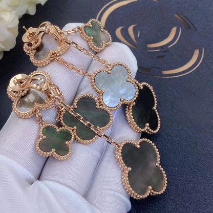 [OAKJURI Jewelry]CLOVER EARRINGS DARK MOP 4 MOTIFS ROSE GOLD