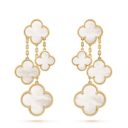 [OAKJURI Jewelry]CLOVER EARRINGS WHITE MOP 4 MOTIFS GOLD