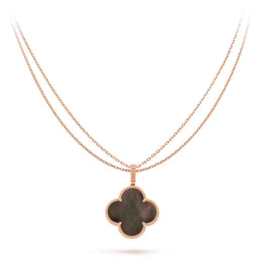 [OAKJURI Jewelry]CLOVER 25MM GOLD DARK MOP BIG CLOVER NECKLACE