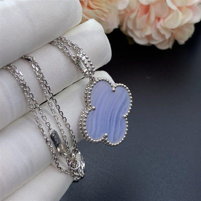 [OAKJURI Jewelry]CLOVER SILVER CHALCEDONY BIG CLOVER NECKLACE