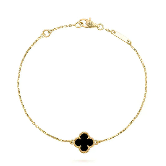 [OAKJURI Jewelry]CLOVER ONYX SINGLE FLOWER BRACELET