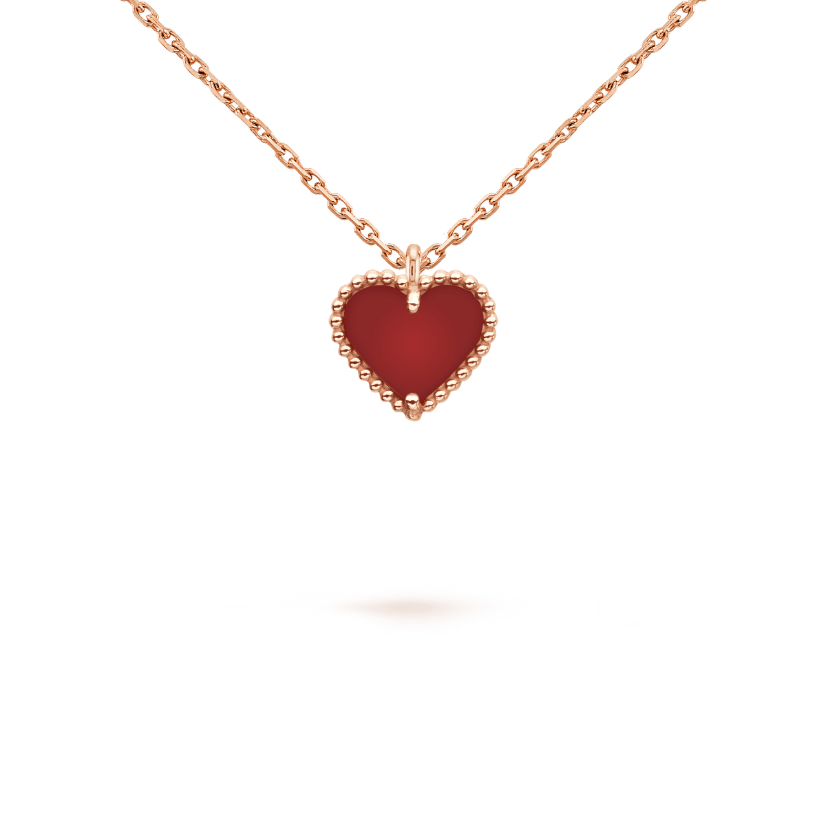 [OAKJURI Jewelry]SWEET CLOVER CARNELIAN HEART NECKLACE