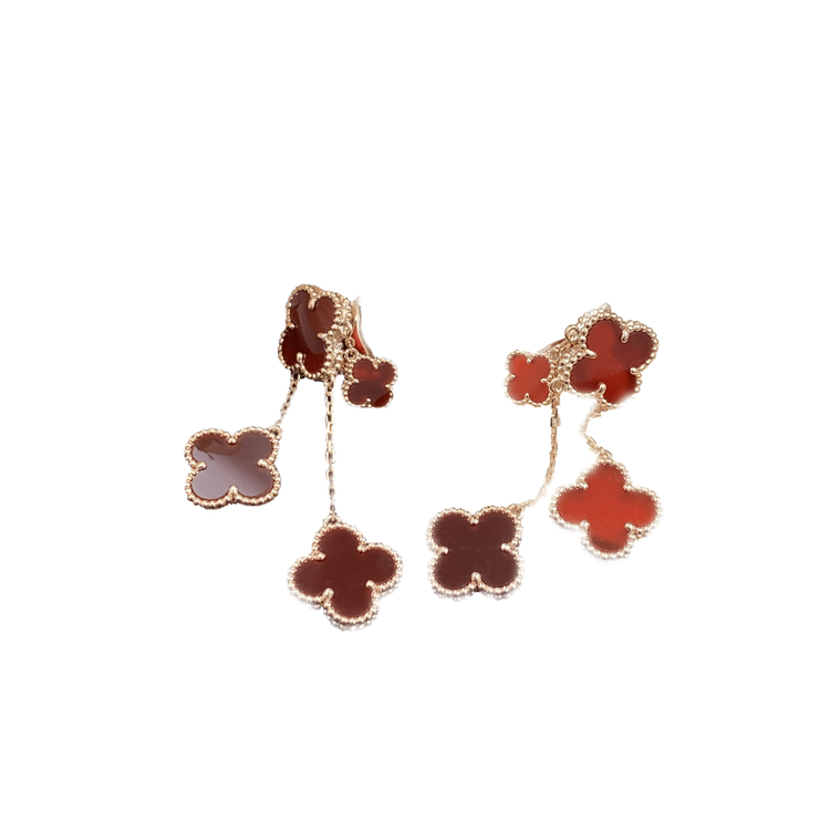 [OAKJURI Jewelry]CLOVER EARRINGS CARNELIAN 4 MOTIFS PINK GOLD