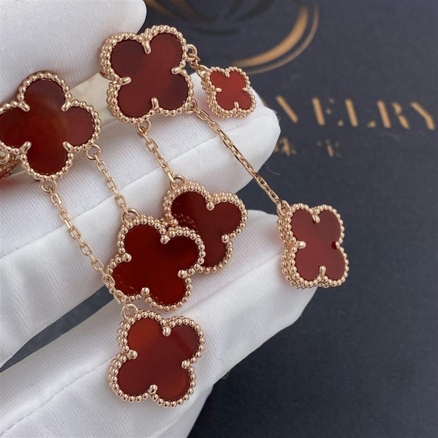 [OAKJURI Jewelry]CLOVER EARRINGS CARNELIAN 4 MOTIFS PINK GOLD