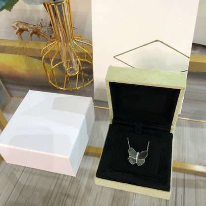 [OAKJURI Jewelry]LARGE BUTTERFLY SILVER PENDANT DIAMOND NECKLACE