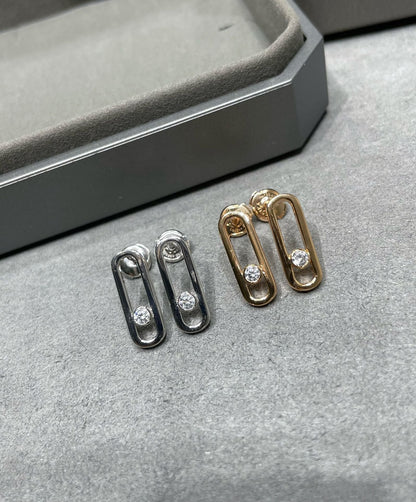 [OAKJURI Jewelry]MOVE UNO SMALL 1 DIAMOND EARRINGS