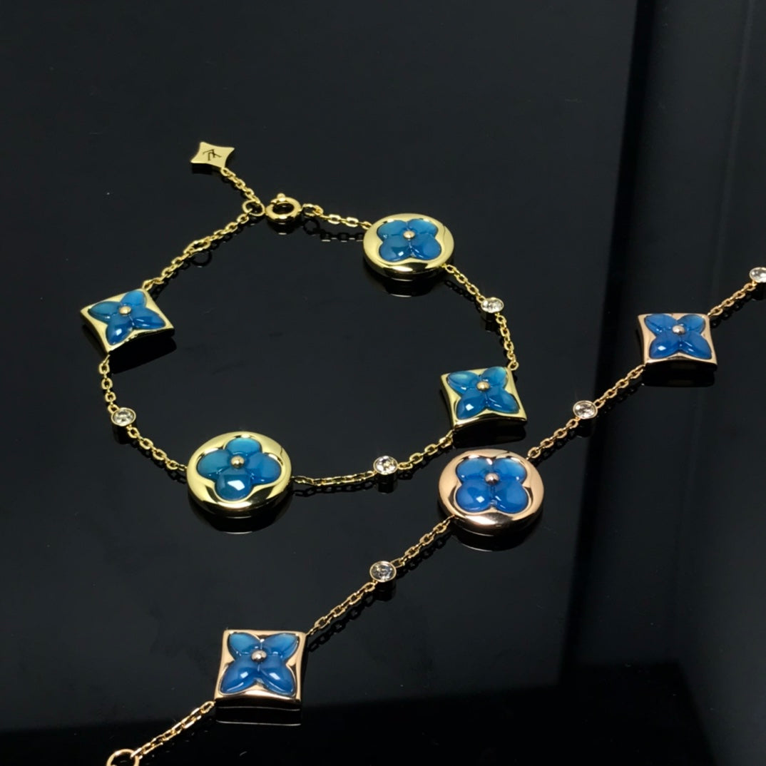 [OAKJURI Jewelry]STAR AND SUN 4 MOTIF BLUE BRACELET