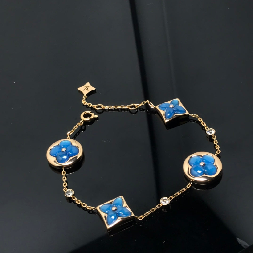 [OAKJURI Jewelry]STAR AND SUN 4 MOTIF BLUE BRACELET