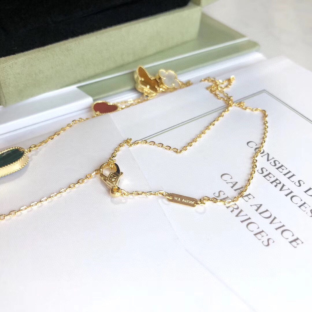 [OAKJURI Jewelry]LUCKY SPRING 4 MOTIFS ROSE GOLD NECKLACE