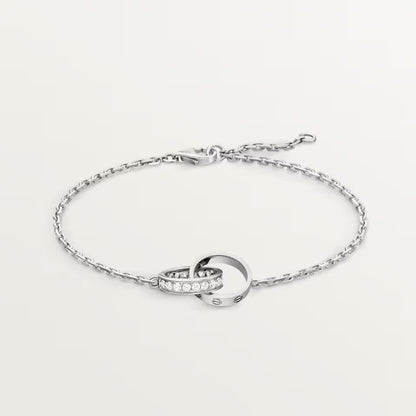 [OAKJURI Jewelry] LOVE DOUBLE RING HALF DIAMOND BRACELET