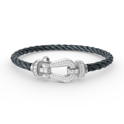 [OAKJURI Jewelry]FORCE LARGE HORSESHOE FULL DIAMOND BRACELET SILVER
